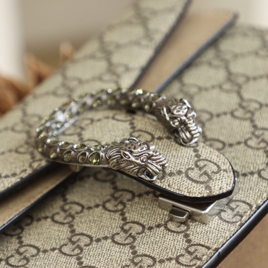 G.C. Dio Series Tiger-Clasp Shoulder Bag – Beige Signature Pattern