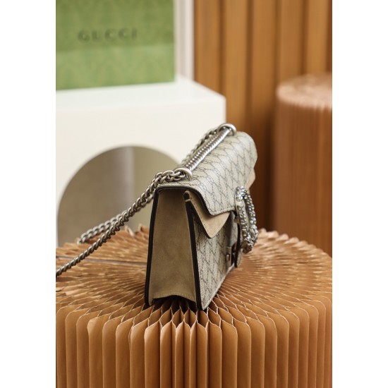 G.C. Dio Series Tiger-Clasp Shoulder Bag – Beige Signature Pattern