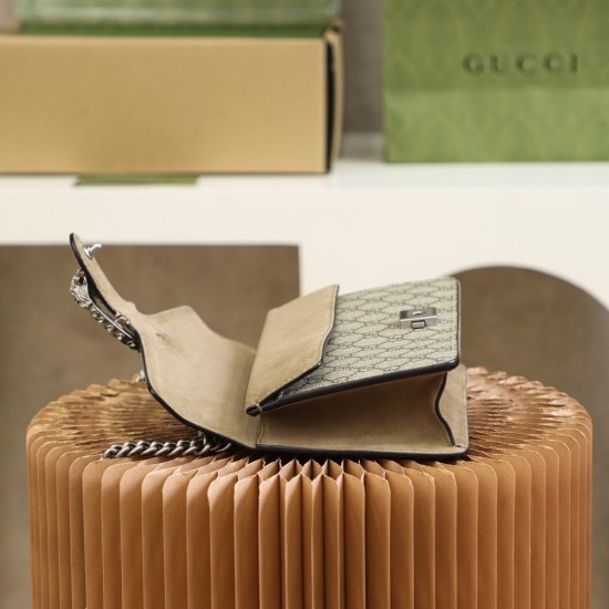 G.C. Dio Series Tiger-Clasp Shoulder Bag – Beige Signature Pattern