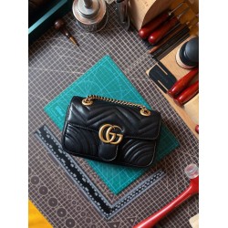 GUCCI GG Marmont Chain Shoulder Bag – Black Quilted
