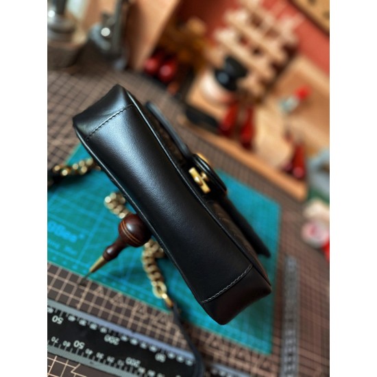 GUCCI GG Marmont Chain Shoulder Bag – Black Quilted