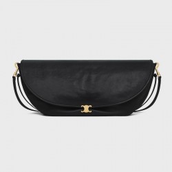 CELINE Soft Triomphe Halfmoon Bag – Shiny Lambskin, Large Shoulder Bag