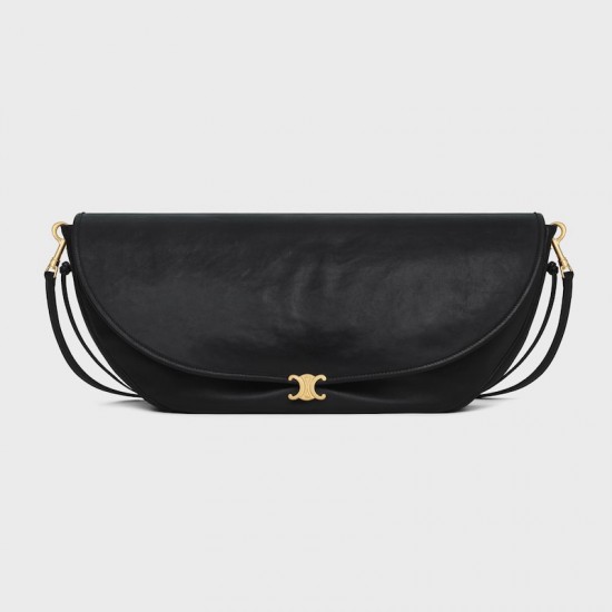 CELINE Soft Triomphe Halfmoon Bag – Shiny Lambskin, Large Shoulder Bag