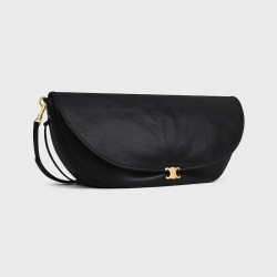 CELINE Soft Triomphe Halfmoon Bag – Shiny Lambskin, Large Shoulder Bag