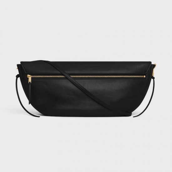 CELINE Soft Triomphe Halfmoon Bag – Shiny Lambskin, Large Shoulder Bag