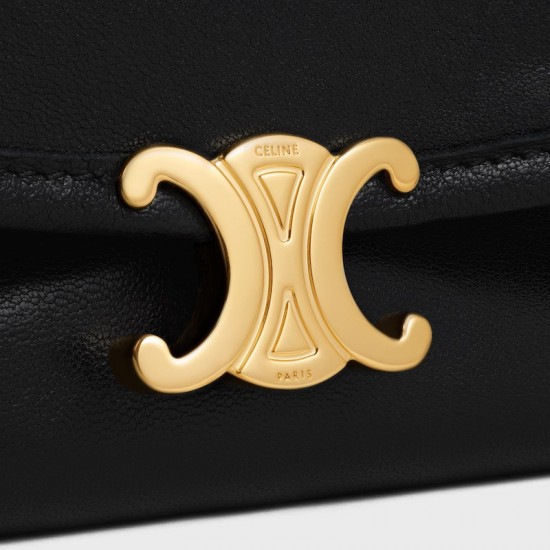CELINE Soft Triomphe Halfmoon Bag – Shiny Lambskin, Large Shoulder Bag