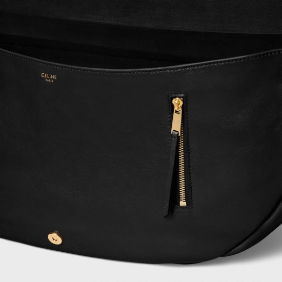 CELINE Soft Triomphe Halfmoon Bag – Shiny Lambskin, Large Shoulder Bag