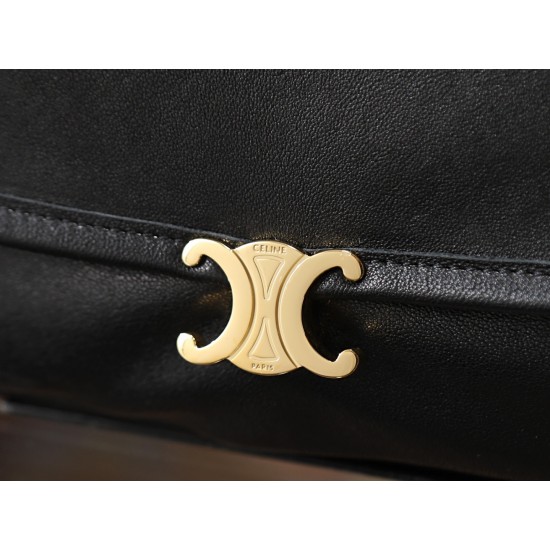 CELINE Soft Triomphe Halfmoon Bag – Shiny Lambskin, Large Shoulder Bag