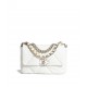 CHANEL 19 Handbag Shiny Lambskin|Gold-Tone Silver-Tone & Ruthenium-Finish Metal  White