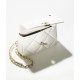 CHANEL 19 Handbag Shiny Lambskin|Gold-Tone Silver-Tone & Ruthenium-Finish Metal White CHANEL 19 Handbag Shiny Lambskin|Gold-Tone Silver-Tone & Ruthenium-Finish Metal White