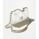CHANEL 19 Handbag Shiny Lambskin|Gold-Tone Silver-Tone & Ruthenium-Finish Metal White CHANEL 19 Handbag Shiny Lambskin|Gold-Tone Silver-Tone & Ruthenium-Finish Metal White