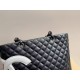 CHANEL Calfskin Quilted Large Cambon Tote Black White