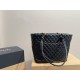 CHANEL Calfskin Quilted Large Cambon Tote Black White