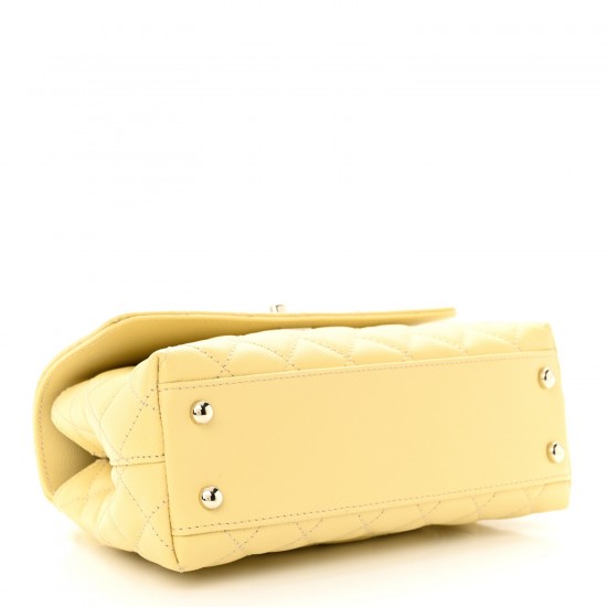 Chanel Caviar Quilted Mini Coco Handle Flap Yellow