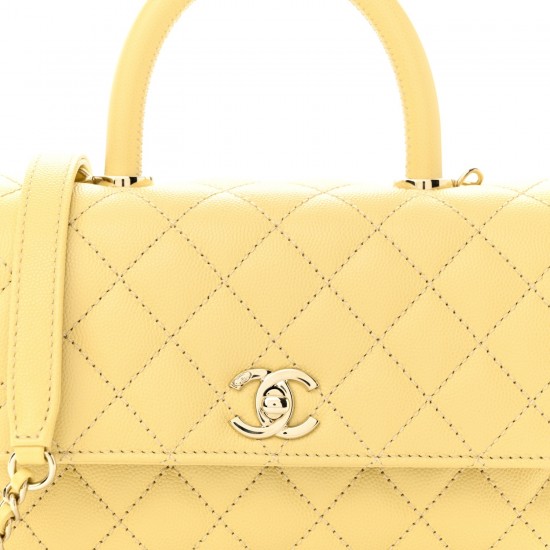 Chanel Caviar Quilted Mini Coco Handle Flap Yellow Chanel Caviar Quilted Mini Coco Handle Flap Yellow