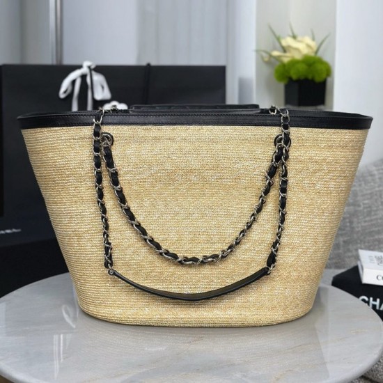CHANEL Large Tote - Braided Straw Black