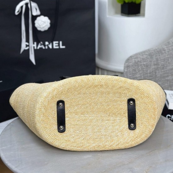 CHANEL Large Tote - Braided Straw Black