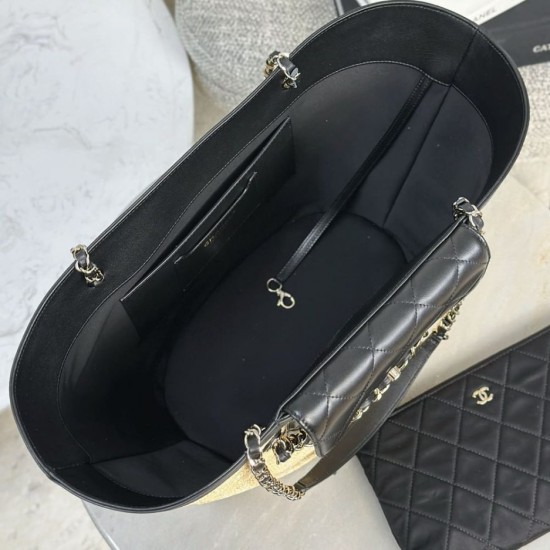 CHANEL Large Tote - Braided Straw Black