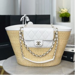 CHANEL Large Tote- Braided Straw White