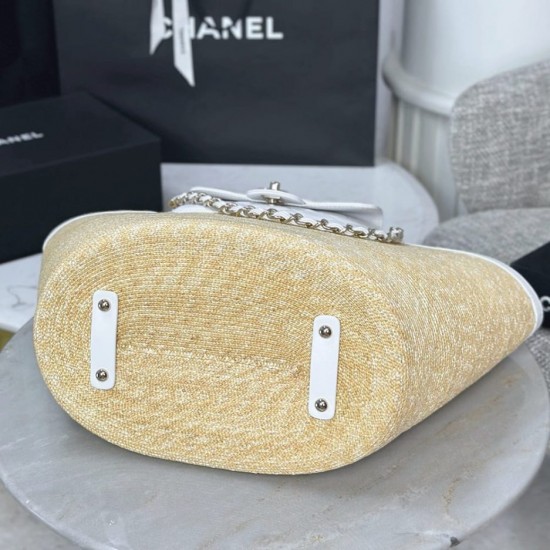 CHANEL Large Tote- Braided Straw White