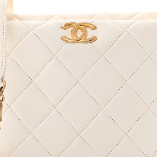 Chanel Lambskin Quilted CC Crystal Signature Chain Hobo White Chanel Lambskin Quilted CC Crystal Signature Chain Hobo White