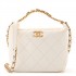 Chanel  Lambskin Quilted CC Crystal Signature Chain Hobo White