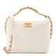Chanel  Lambskin Quilted CC Crystal Signature Chain Hobo White