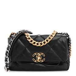 Chanel  Lambskin Quilted Medium Chanel 19 Flap Black