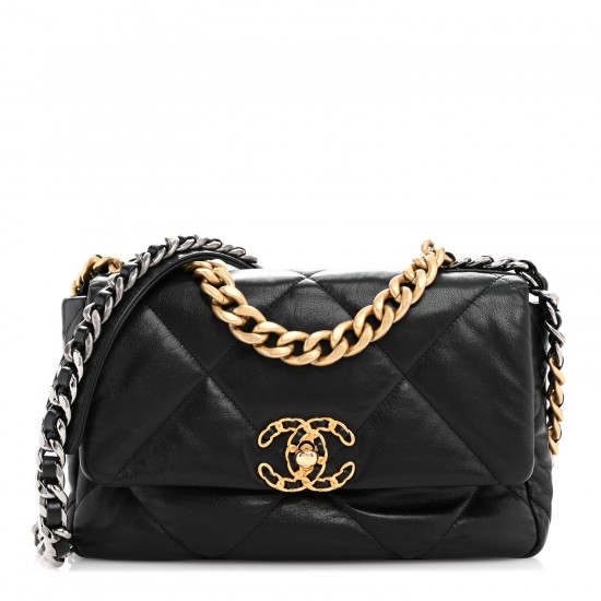 Chanel  Lambskin Quilted Medium Chanel 19 Flap Black