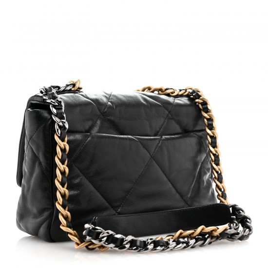 Chanel  Lambskin Quilted Medium Chanel 19 Flap Black