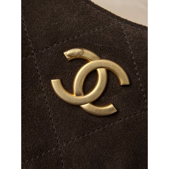 Chanel 2026C Large Hippie Hobo Bag - Suede Calfskin in Deer Brown (Caramel)