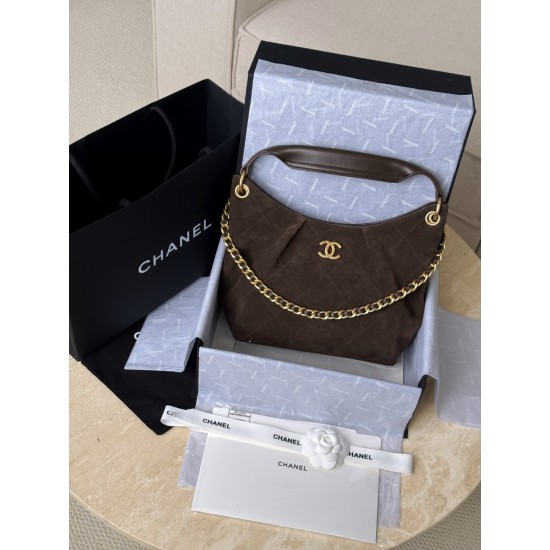 Chanel 2026C Small Hippie Hobo Bag - Chocolate Suede & Leather Handle