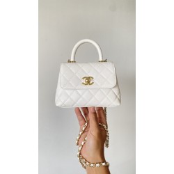 Chanel 24K Coco Handle Nano Bag – White Caviar with Champagne Gold Hardware