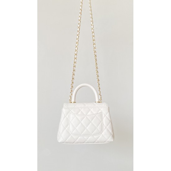 Chanel 24K Coco Handle Nano Bag – White Caviar with Champagne Gold Hardware Chanel 24K Coco Handle Nano Bag – White Caviar with Champagne Gold Hardware
