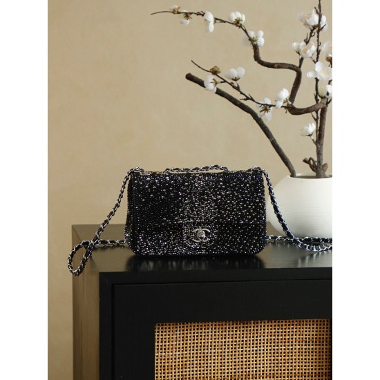 Chanel 25A Crystal Classic Flap Mini Bag | Diamond CF Evening Bag