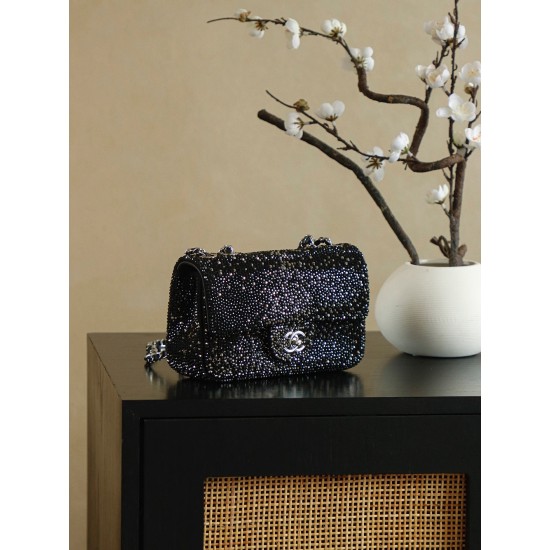 Chanel 25A Crystal Classic Flap Mini Bag | Diamond CF Evening Bag