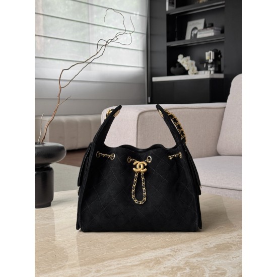 Chanel 25K Black Suede Hobo Bag | Small 25Bag