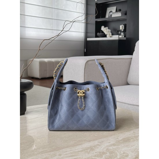 Chanel 25K Blue Suede Hobo Bag | Small 25Bag