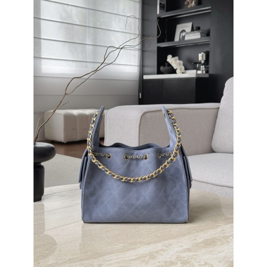 Chanel 25K Blue Suede Hobo Bag | Small 25Bag