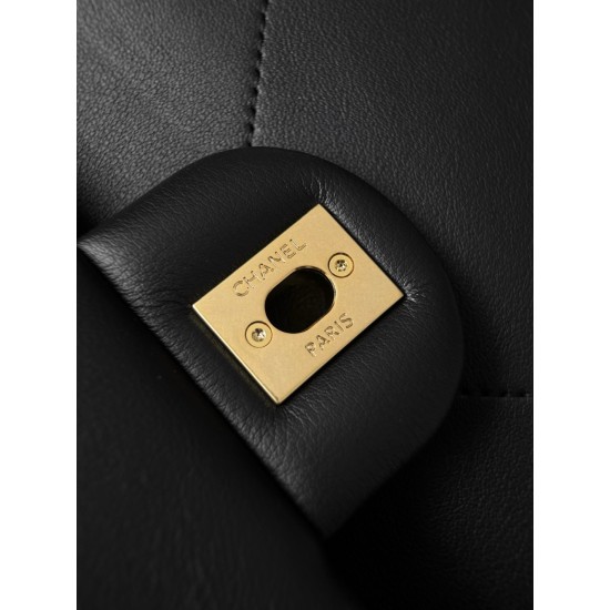 Chanel 25K Hippie Hobo Bag - Oversized Quilted Black Leather with Chunky Aged Gold Chain