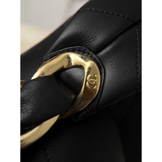 Chanel 25K Horizontal Hippie Bag - Oversized Quilted Black Leather