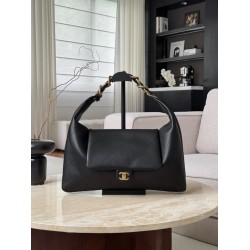 Chanel 25K Horizontal Hippie Bag - Oversized Quilted Black Leather