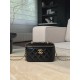 Chanel 25S Vanity Case with Double Golden Ball - Quilted Black Leather with Mirror