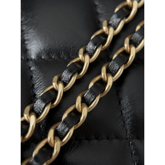 Chanel 25S Vanity Case with Double Golden Ball - Quilted Black Leather with Mirror