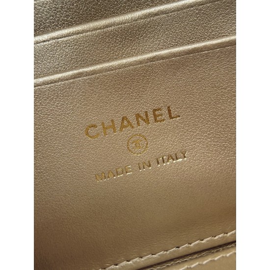 Chanel 25S Vanity Case with Double Golden Ball - Quilted Black Leather with Mirror