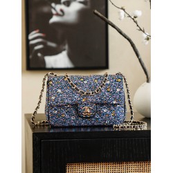 Chanel 26C Crystal Classic Flap Bag  Full Crystal CF Sequin Evening Bag