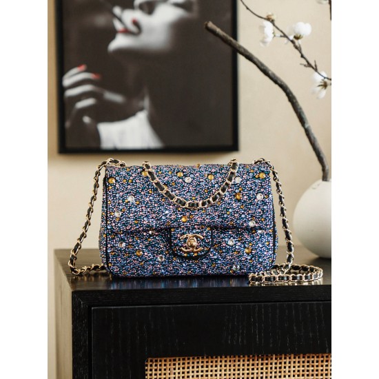 Chanel 26C Crystal Classic Flap Bag  Full Crystal CF Sequin Evening Bag