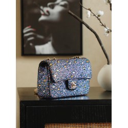 Chanel 26C Crystal Classic Flap Bag  Full Crystal CF Sequin Evening Bag