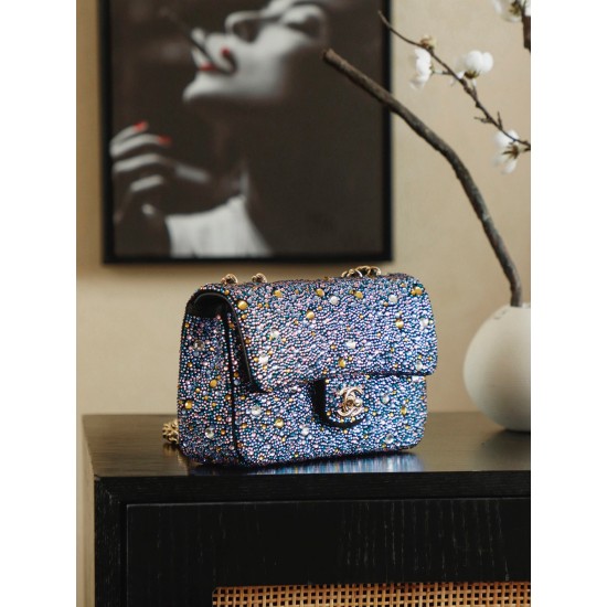 Chanel 26C Crystal Classic Flap Bag  Full Crystal CF Sequin Evening Bag