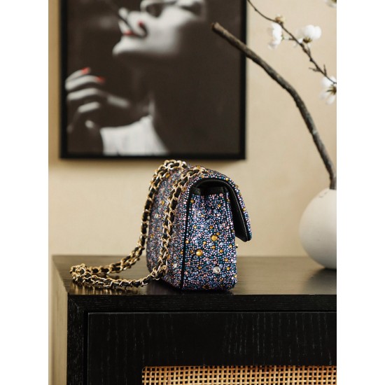 Chanel 26C Crystal Classic Flap Bag  Full Crystal CF Sequin Evening Bag